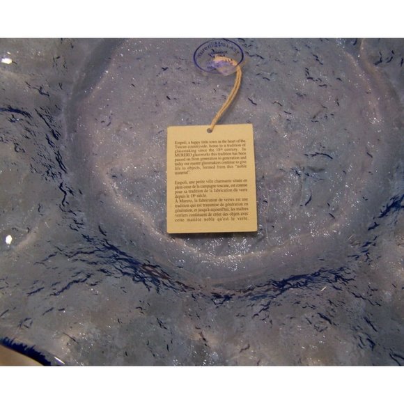 Italian Murero Glass Textured Wave Bowl Sky Blue - Picture 7 of 12